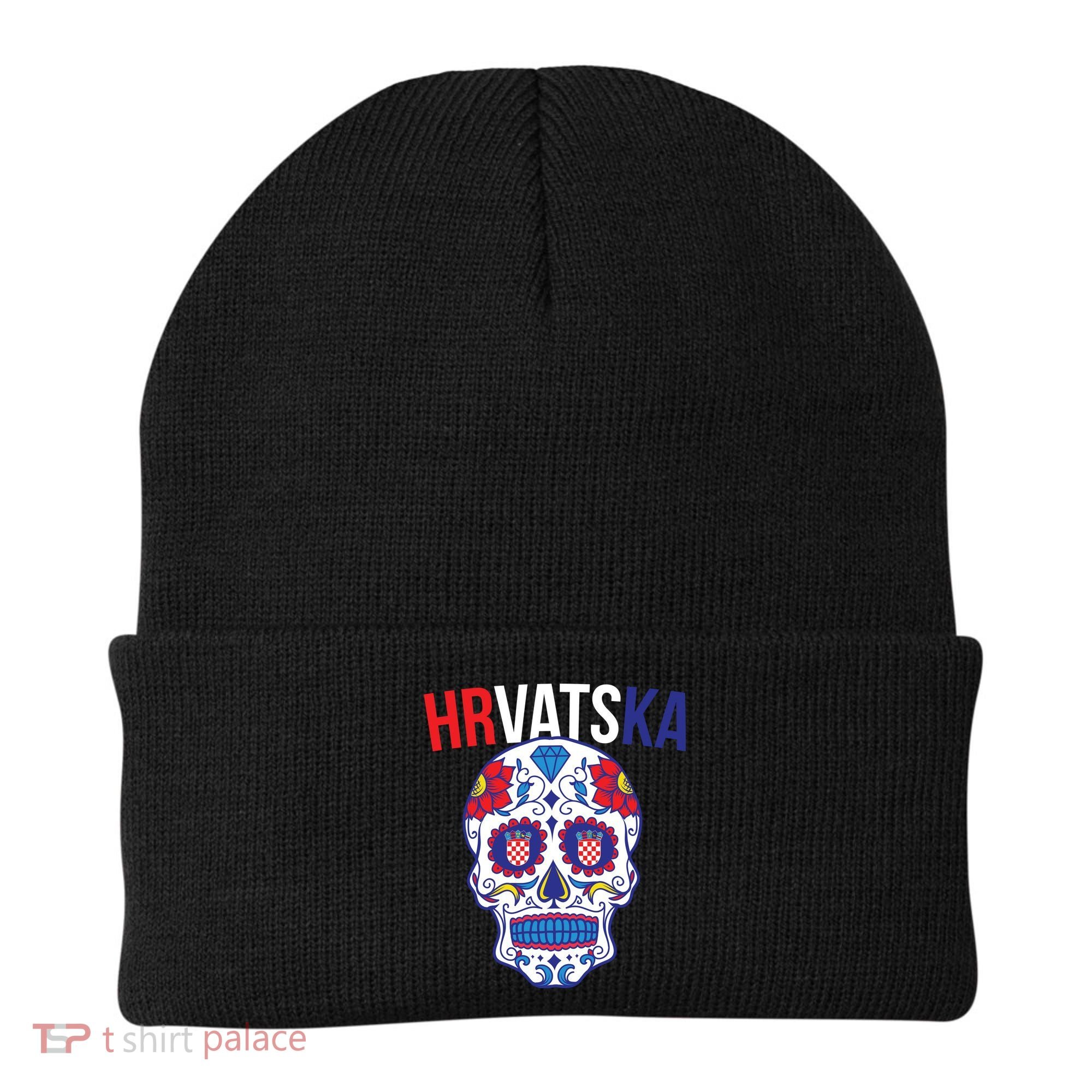 Croatia Hrvatska Soccer Skull Beanie
