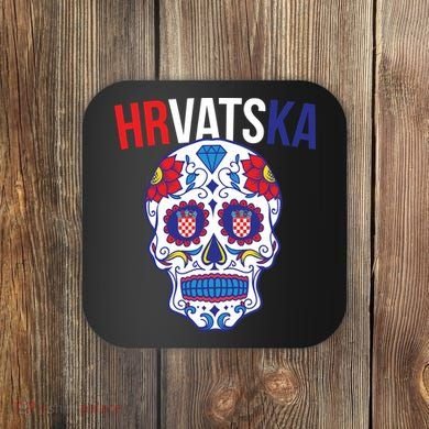 Croatia Hrvatska Soccer Skull Coaster