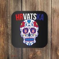 Croatia Hrvatska Soccer Skull Coaster thumb 0