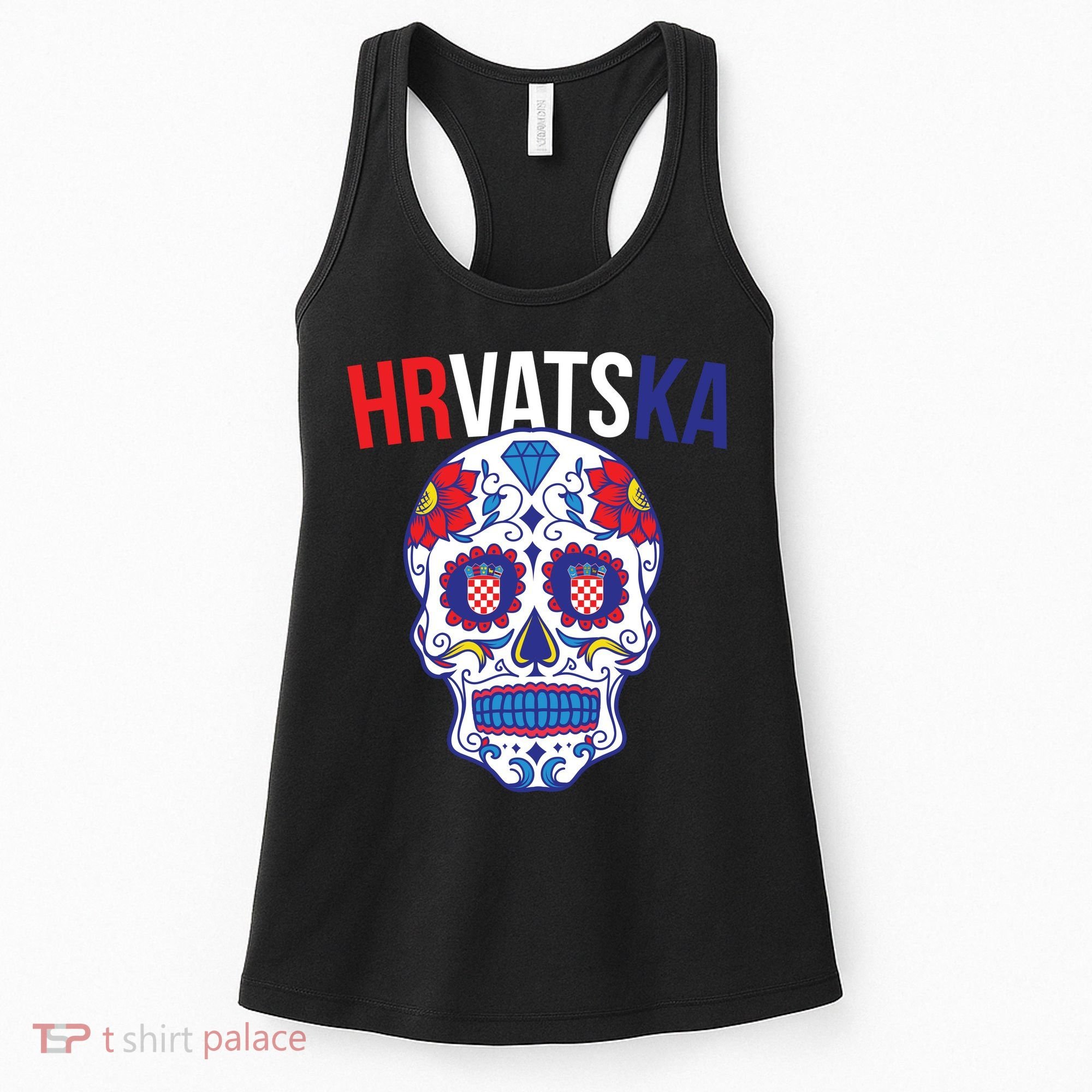 Croatia Hrvatska Soccer Skull Women's Tank Top