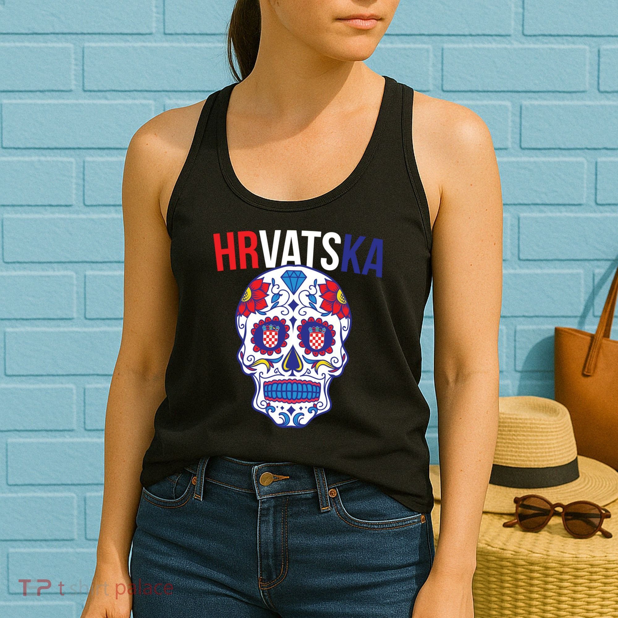Croatia Hrvatska Soccer Skull Women's Tank Top