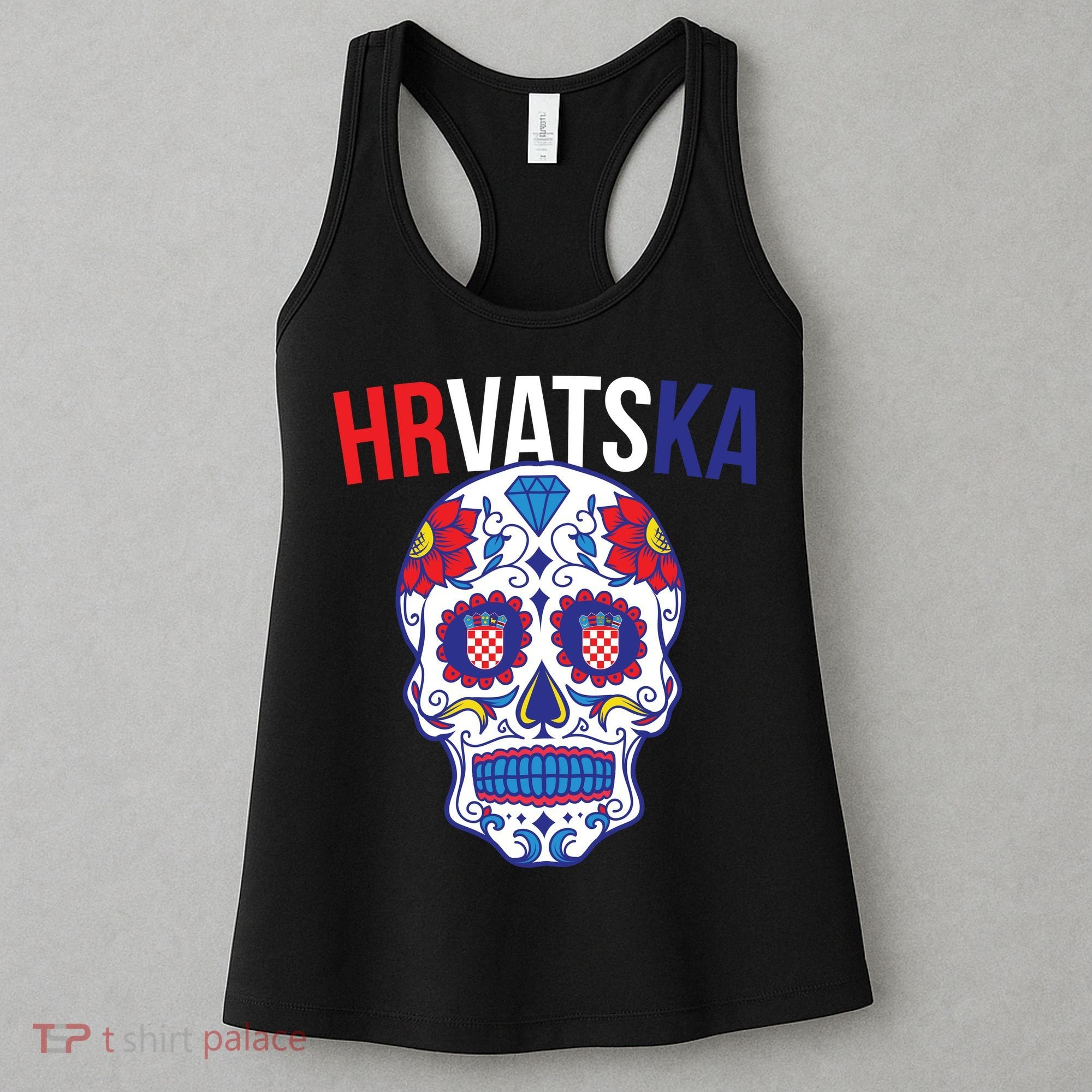 Croatia Hrvatska Soccer Skull Women's Tank Top