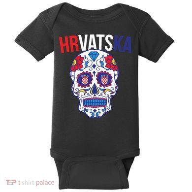 Croatia Hrvatska Soccer Skull Baby Bodysuit