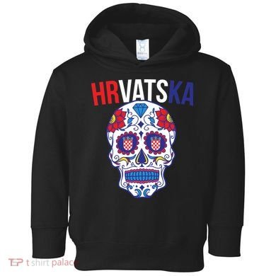 Croatia Hrvatska Soccer Skull Toddler Hoodie