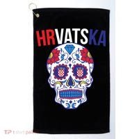 Croatia Hrvatska Soccer Skull Golf Towel thumb 0