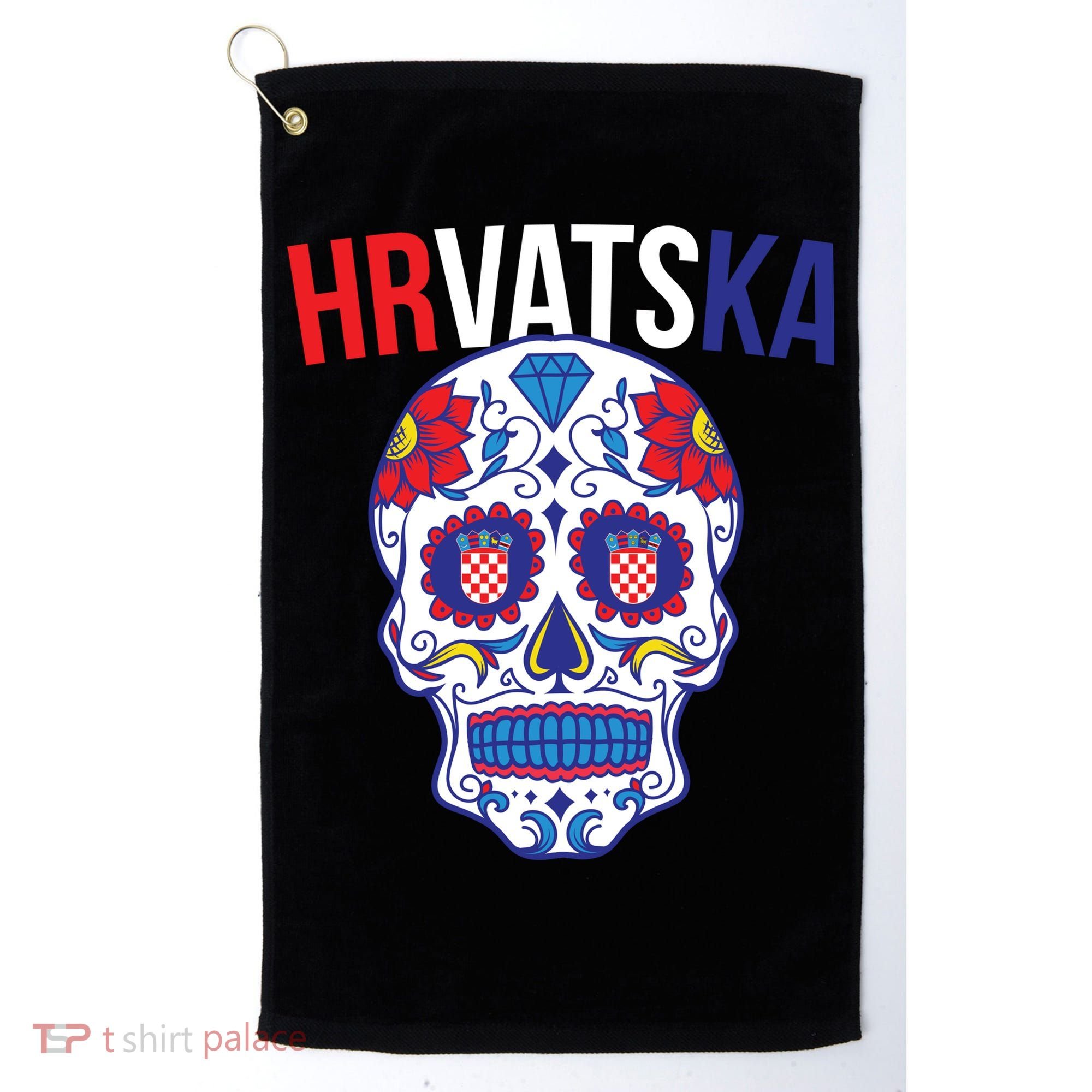 Croatia Hrvatska Soccer Skull Golf Towel