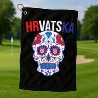 Croatia Hrvatska Soccer Skull Golf Towel thumb 1