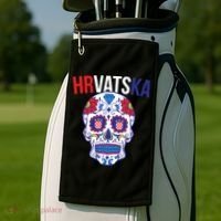Croatia Hrvatska Soccer Skull Golf Towel thumb 2