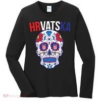 Croatia Hrvatska Soccer Skull Women's Long Sleeve Shirt thumb 0