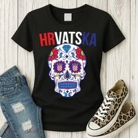 Croatia Hrvatska Soccer Skull Women's T-Shirt thumb 3