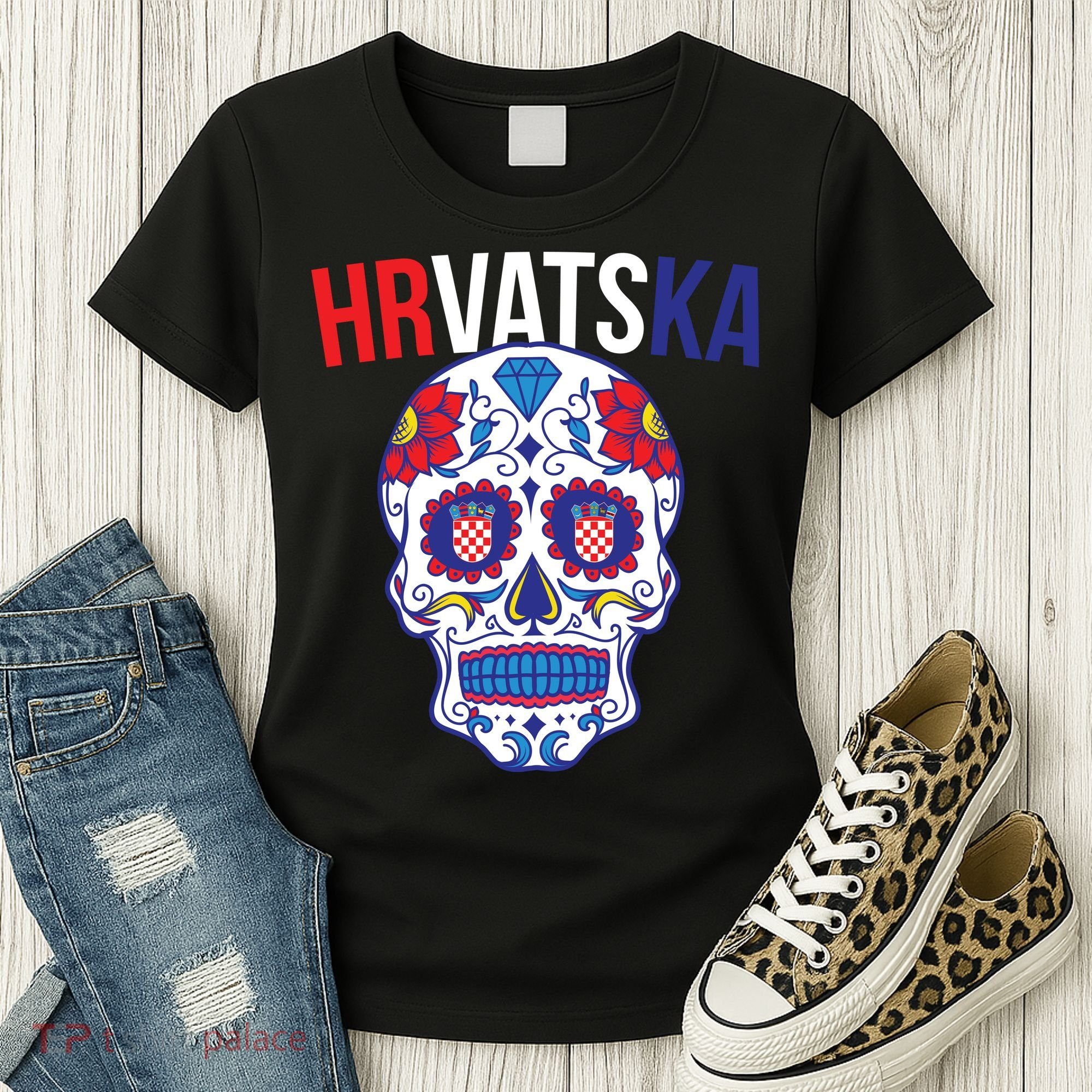 Croatia Hrvatska Soccer Skull Women's T-Shirt