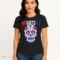 Croatia Hrvatska Soccer Skull Women's T-Shirt thumb 4