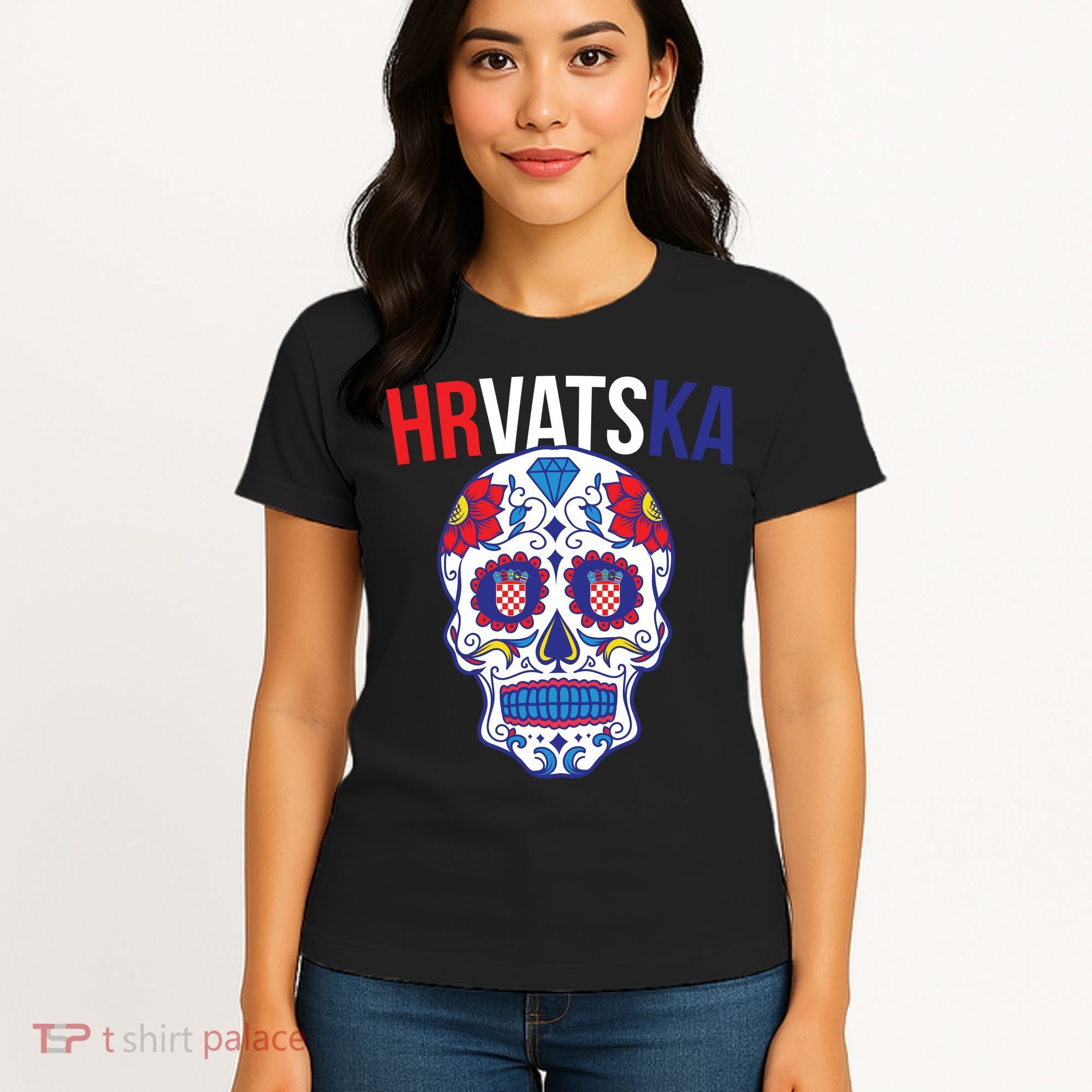 Croatia Hrvatska Soccer Skull Women's T-Shirt