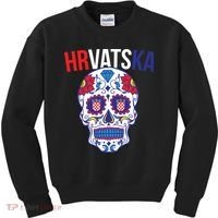 Croatia Hrvatska Soccer Skull Kids Sweatshirt thumb 0