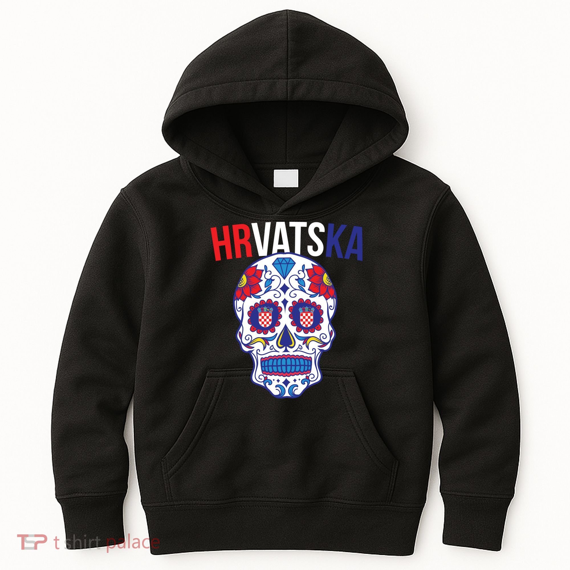 Croatia Hrvatska Soccer Skull Kids Hoodie