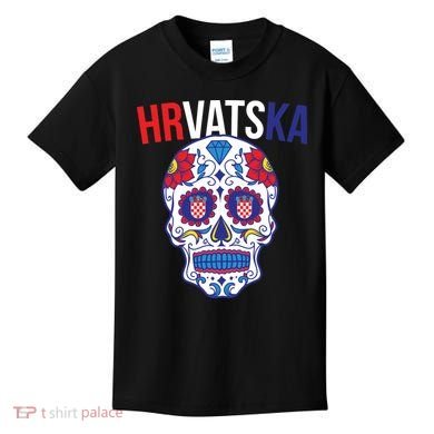 Croatia Hrvatska Soccer Skull Kids T-Shirt