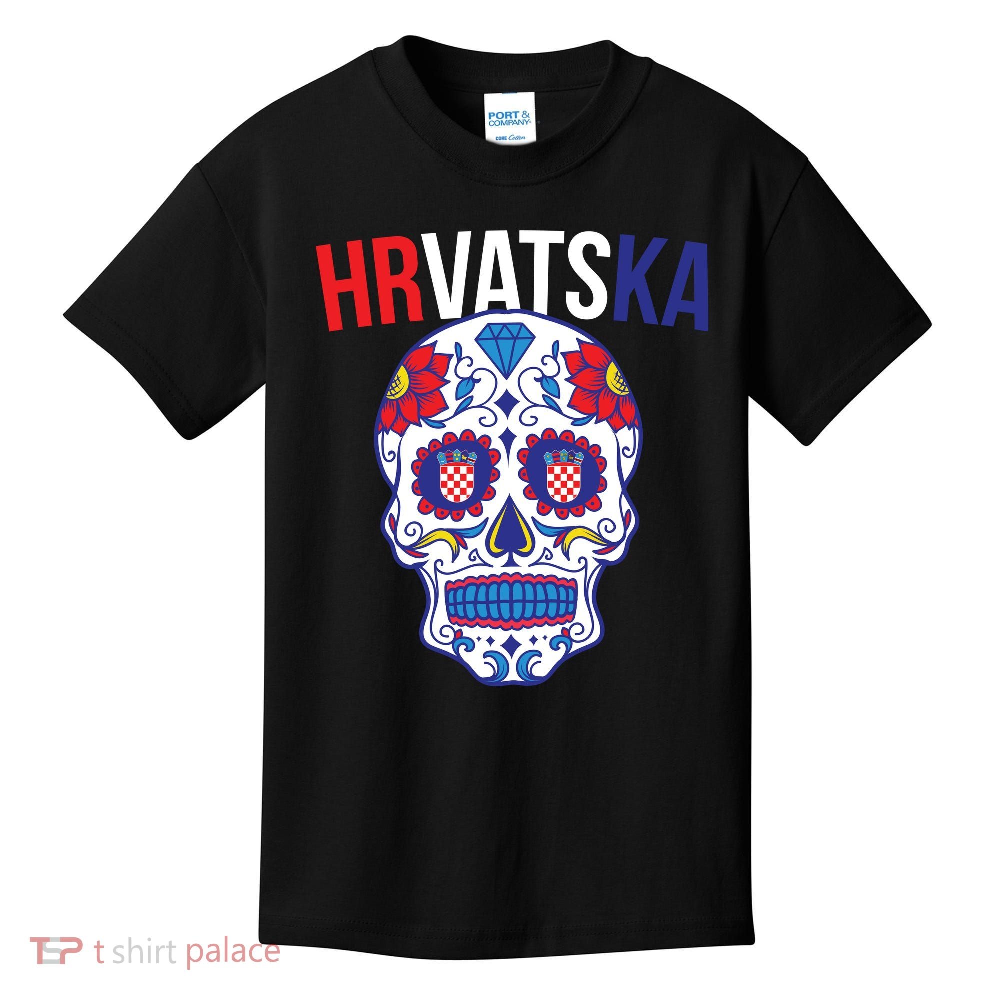 Croatia Hrvatska Soccer Skull Kids T-Shirt