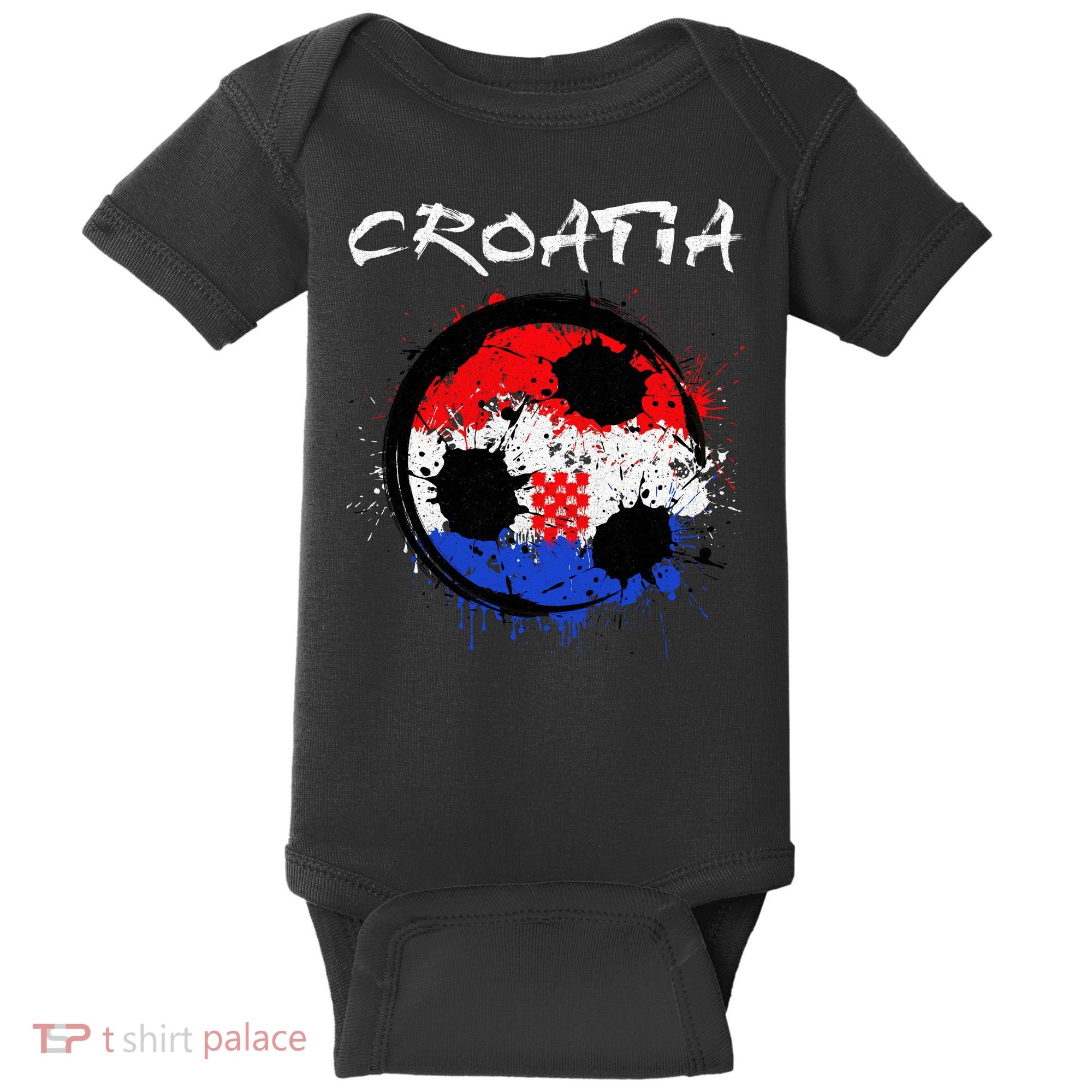 Croatia Soccer Ball Flag Baby Bodysuit