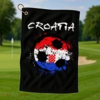 Croatia Soccer Ball Flag Golf Towel thumb 1