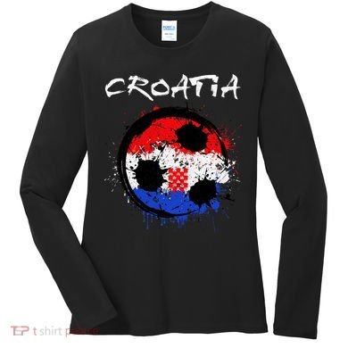 Croatia Soccer Ball Flag Women's Long Sleeve Shirt