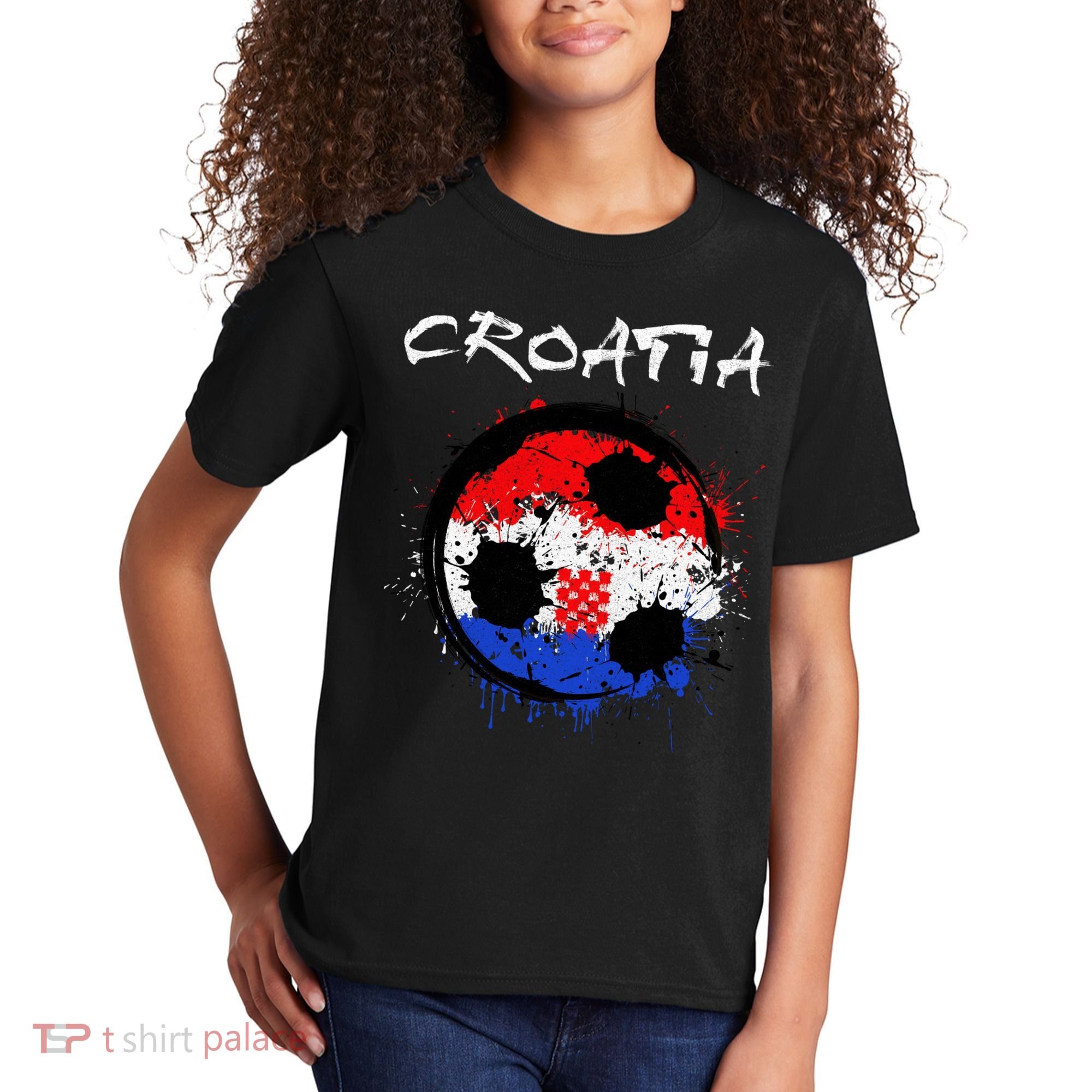 Croatia Soccer Ball Flag Kids T-Shirt