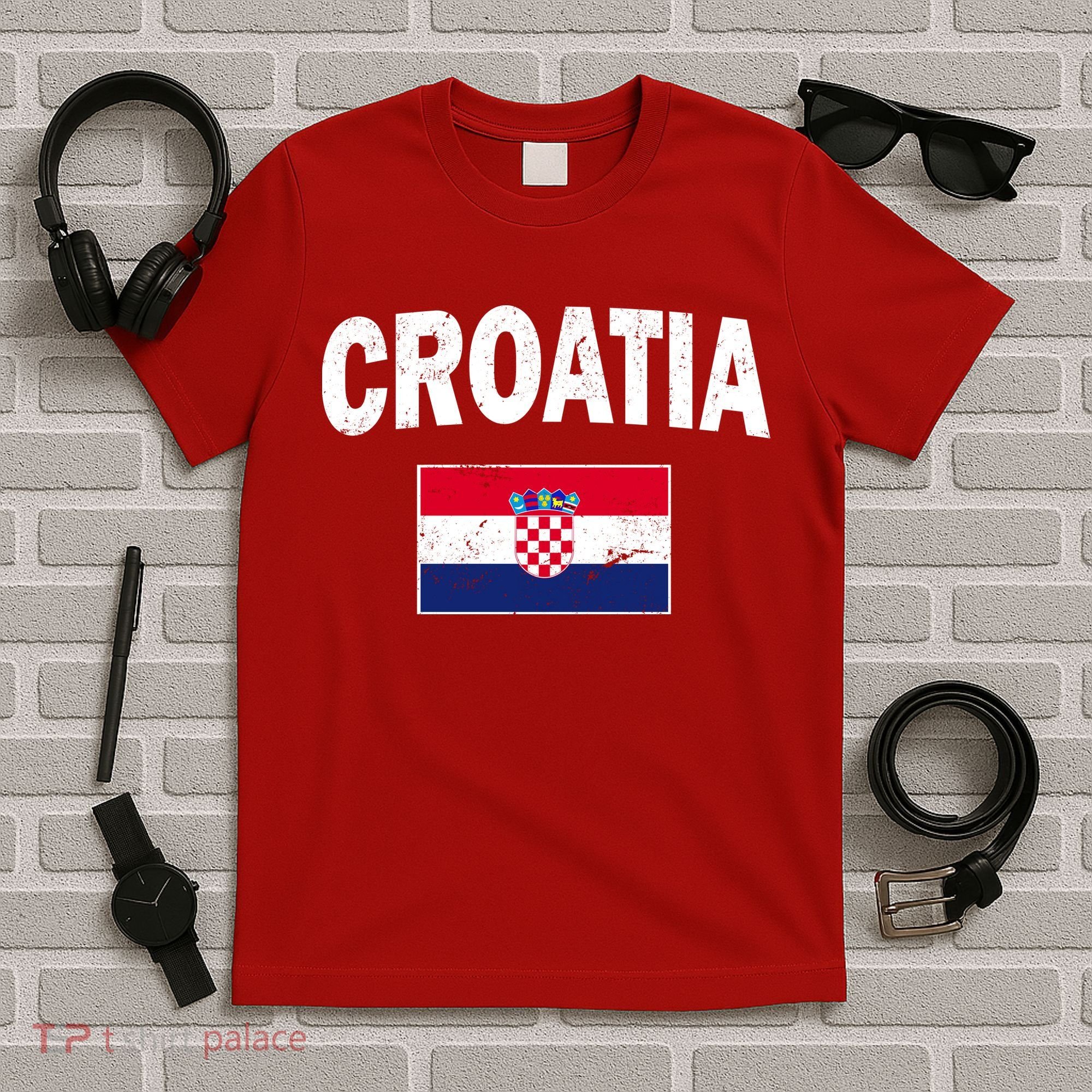 Croatia Team Vintage Soccer Flag T-Shirt