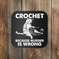 Crochet Because Murder Is Wrong Cat Coaster thumb 0