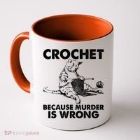 Crochet Because Murder Is Wrong Cat Coffee Mug thumb 0