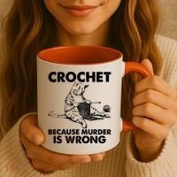 Crochet Because Murder Is Wrong Cat Coffee Mug thumb 3