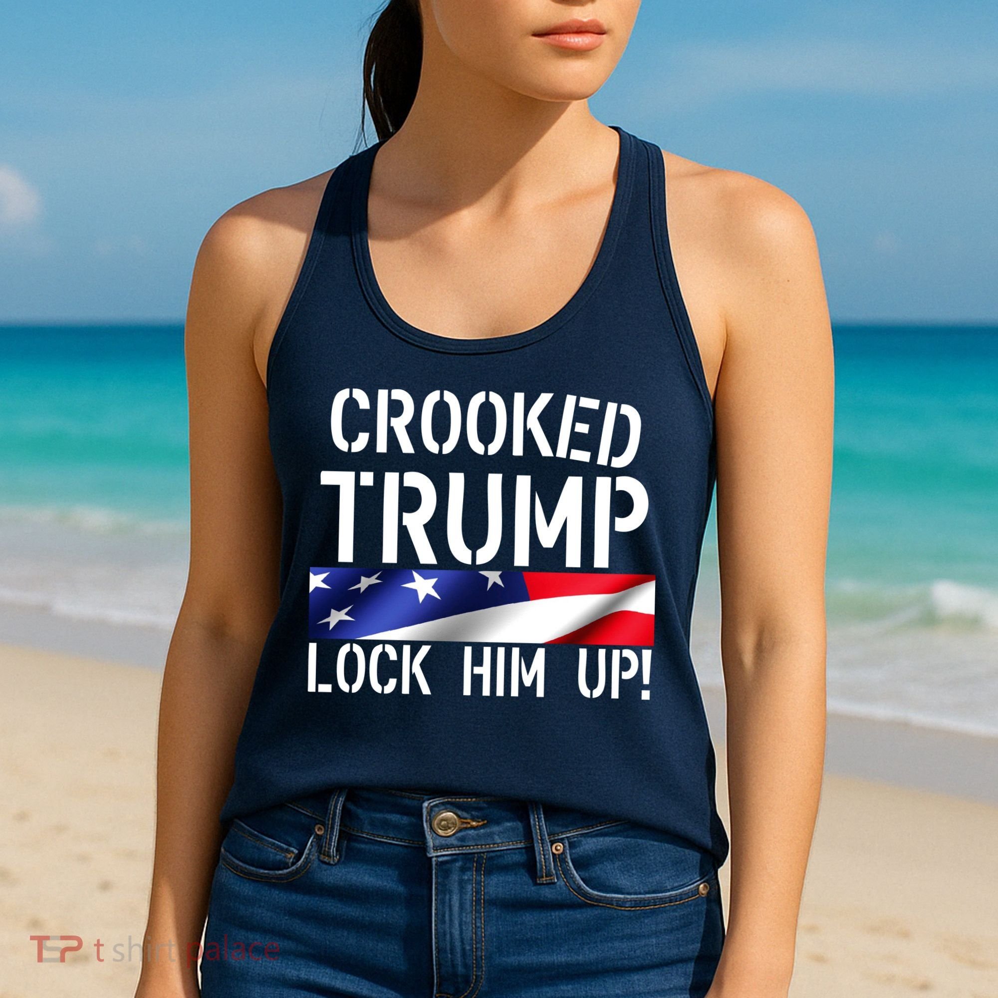 Crooked Trump Lock Him Up USA Women's Tank Top
