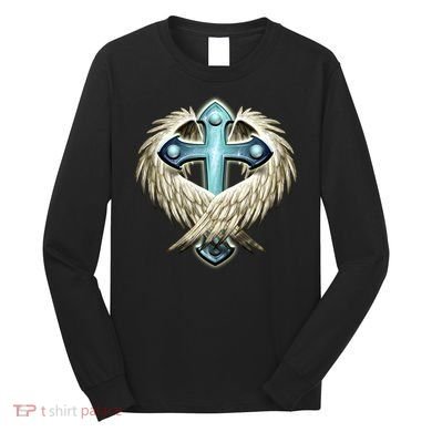 Cross With Wings Long Sleeve Shirt