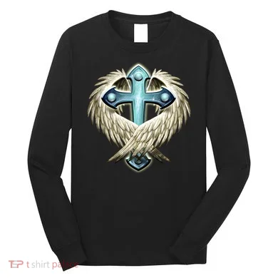 Cross With Wings Long Sleeve Shirt
