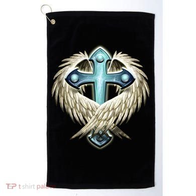 Cross With Wings Golf Towel