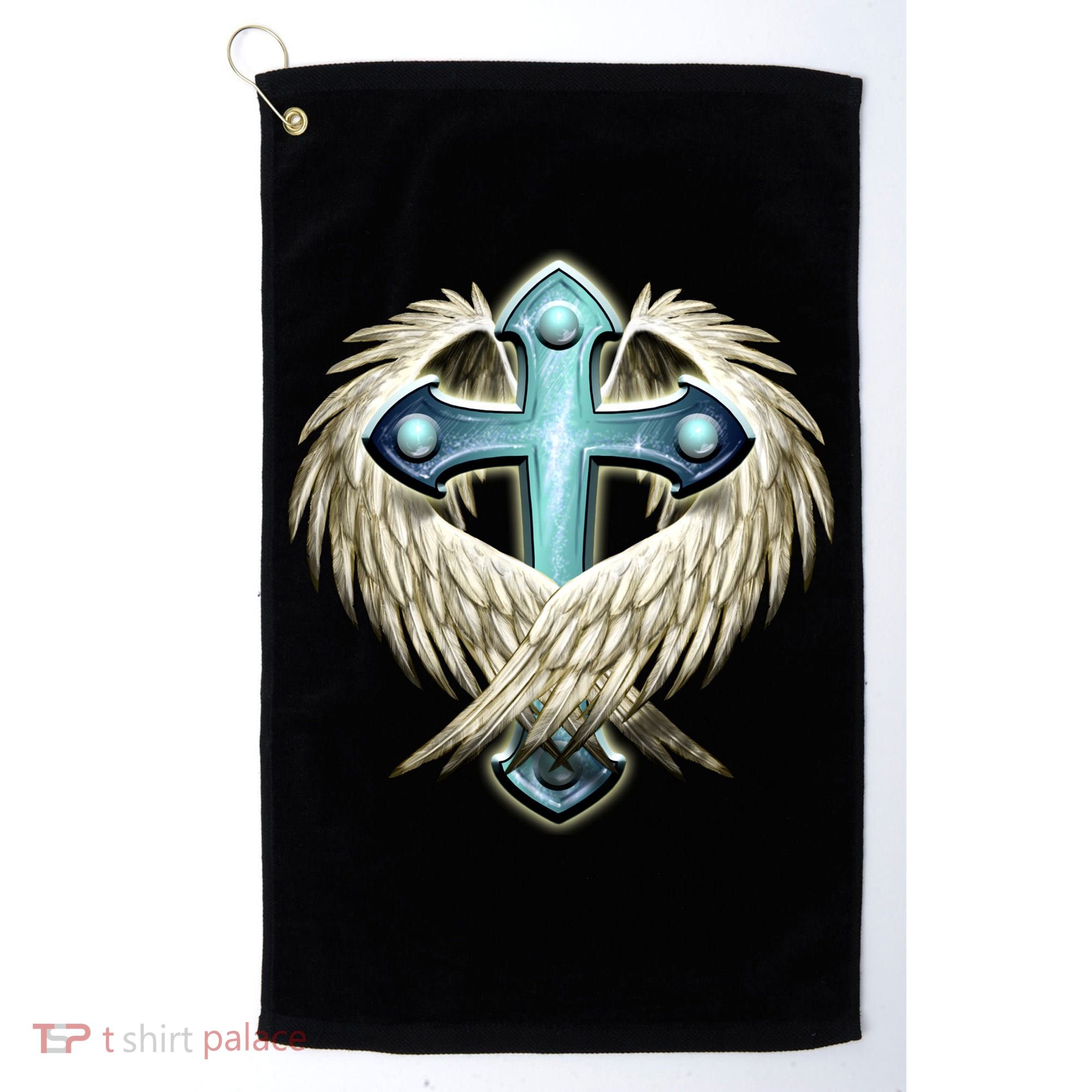 Cross With Wings Golf Towel