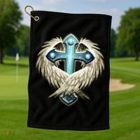 Cross With Wings Golf Towel thumb 1