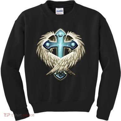 Cross With Wings Kids Sweatshirt