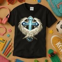 Cross With Wings Kids T-Shirt thumb 3