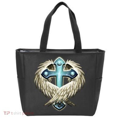Cross With Wings Tote Bag