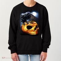 Crow Pumpkin Skull Halloween Women's Sweatshirt thumb 0