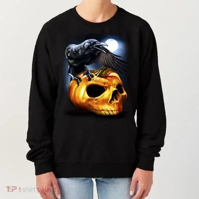 Crow Pumpkin Skull Halloween Women's Sweatshirt