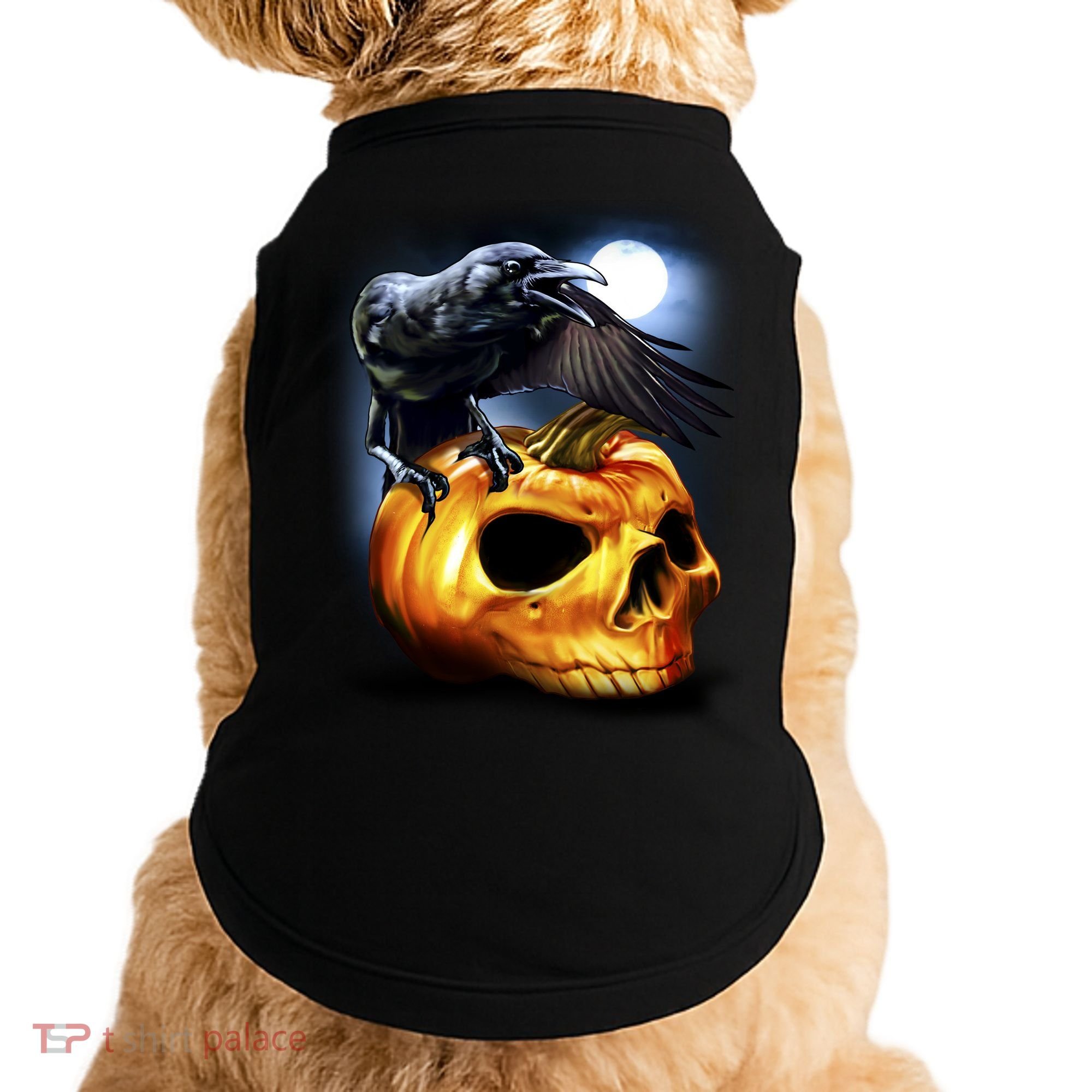 Crow Pumpkin Skull Halloween Doggie Tank