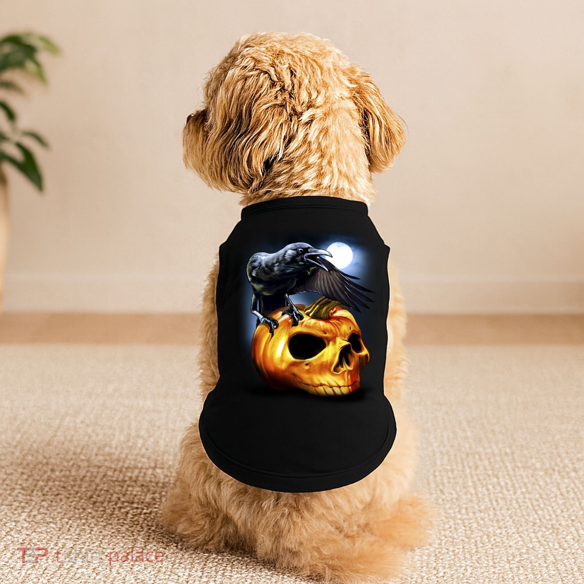 Crow Pumpkin Skull Halloween Doggie Tank