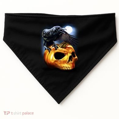 Crow Pumpkin Skull Halloween USA-Made Doggie Bandana