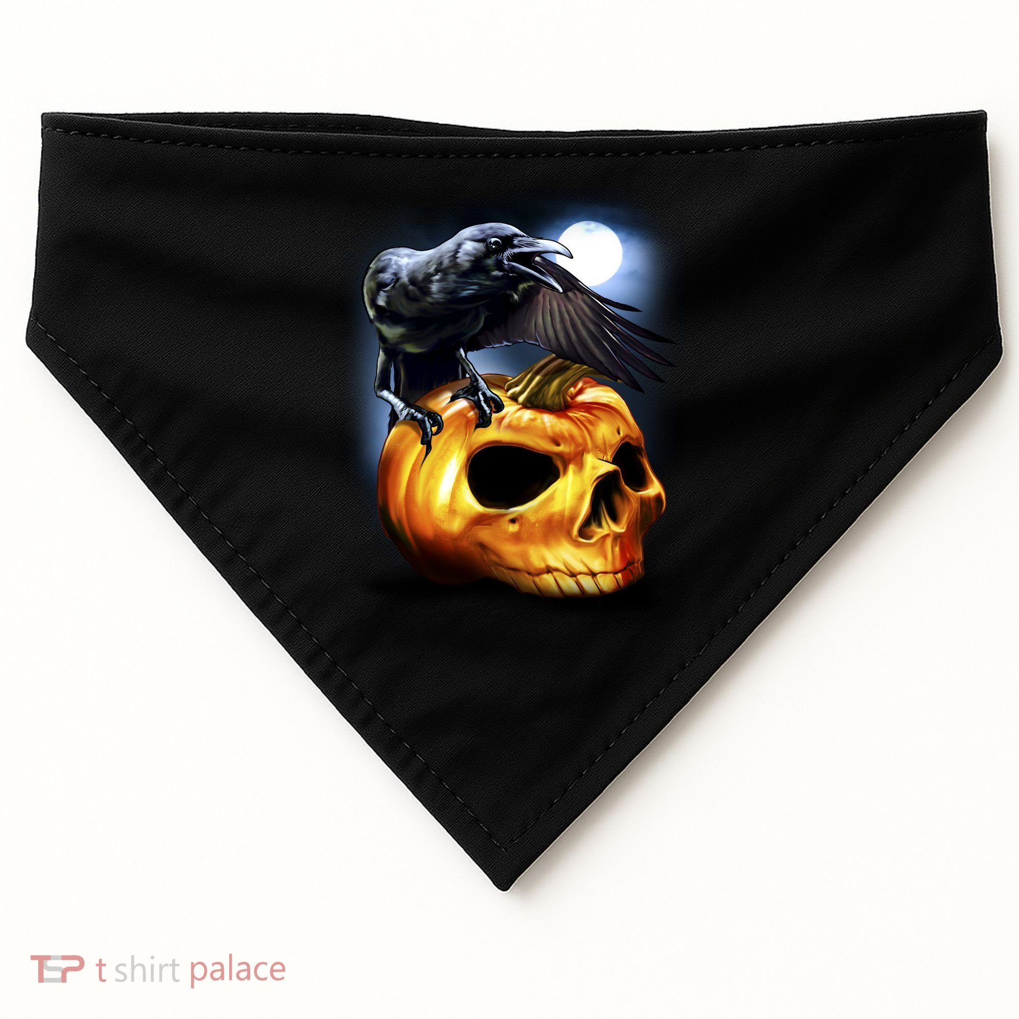 Crow Pumpkin Skull Halloween USA-Made Doggie Bandana