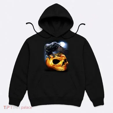 Crow Pumpkin Skull Halloween Hoodie