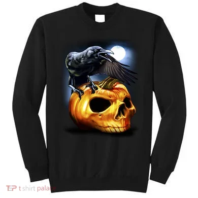 Crow Pumpkin Skull Halloween Sweatshirt