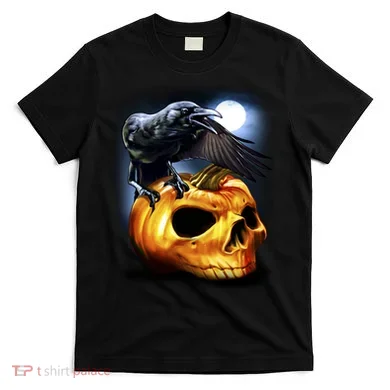 Crow Pumpkin Skull Halloween T-Shirt
