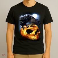 Crow Pumpkin Skull Halloween T-Shirt thumb 3