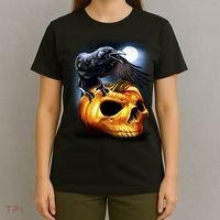 Crow Pumpkin Skull Halloween T-Shirt thumb 4