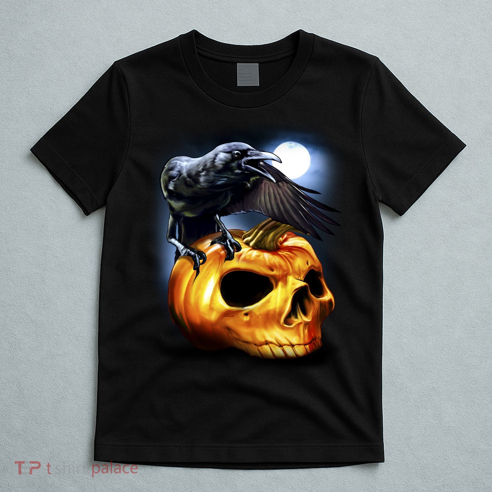 Crow Pumpkin Skull Halloween T-Shirt